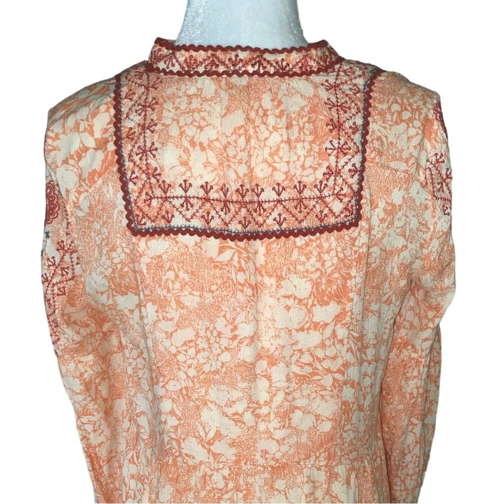 Anthropologie Claudia Floral Embroidered Baby Doll Top - S
